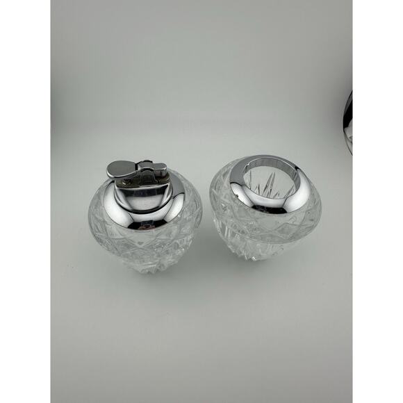 Princess House "Highlights" Cut Crystal Lighter and Toothpick Holder Set 1980s - Picture 3 of 11